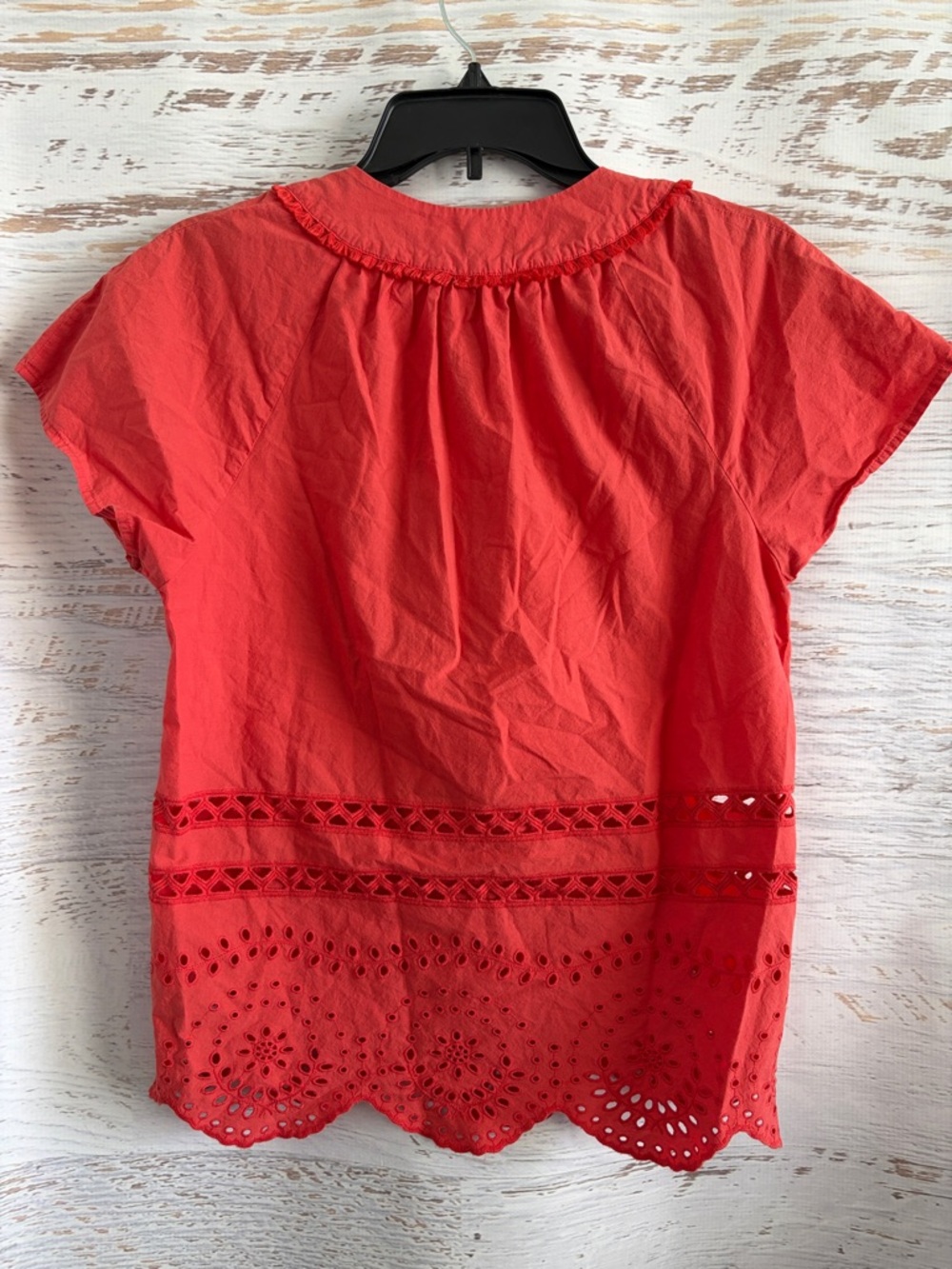 Madewell Coral Eyelet Cotton Blouse with Square Neckline - Picture 4 of 5